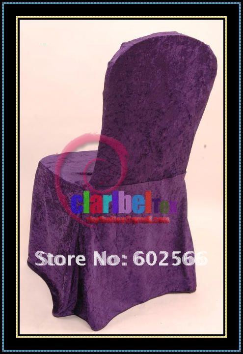 High quality purple Crushed velvet chair cover for banquet wedding