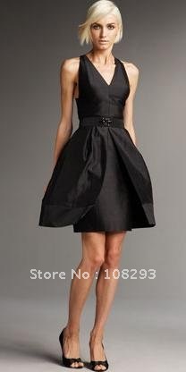 Short Black Dress on Short Black V Neck Satin Evening Dress Bridesmaid Dresses Party Dress