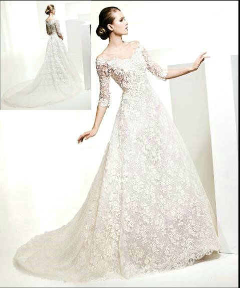 2011 Top seller long sleeves lace bridal wedding gown
