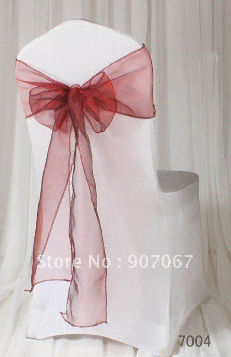 New listed Burgundy Chair Sashes Organza Bow cover