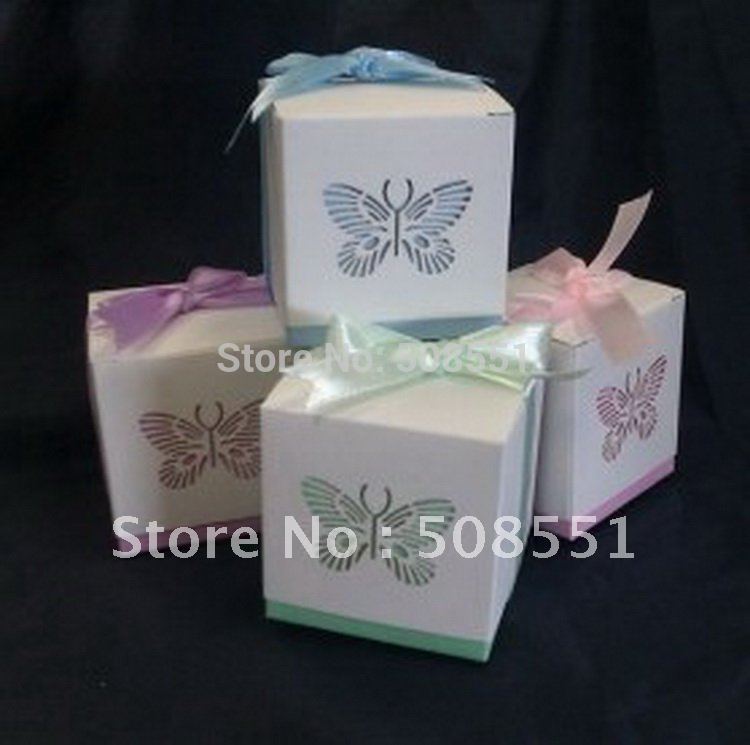  retail paper wedding box 100pcs lot pinkgreenpurple and blue colors