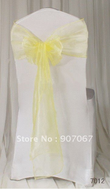  Yellow Organza Chair Sashes Bow Cover Banquet wedding party decorations