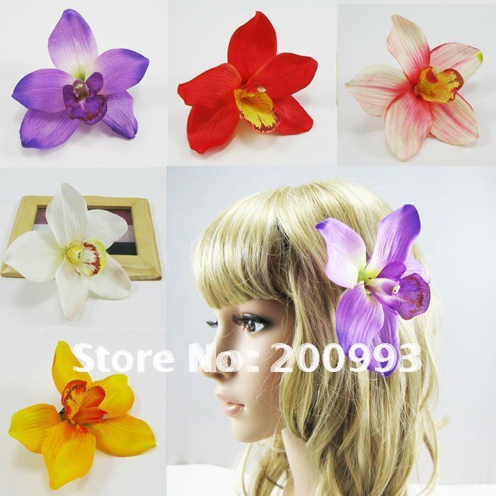 Wholesale 40 pc lot Orchid Flower Hair clips Bridal Hawaii Party Girl 
