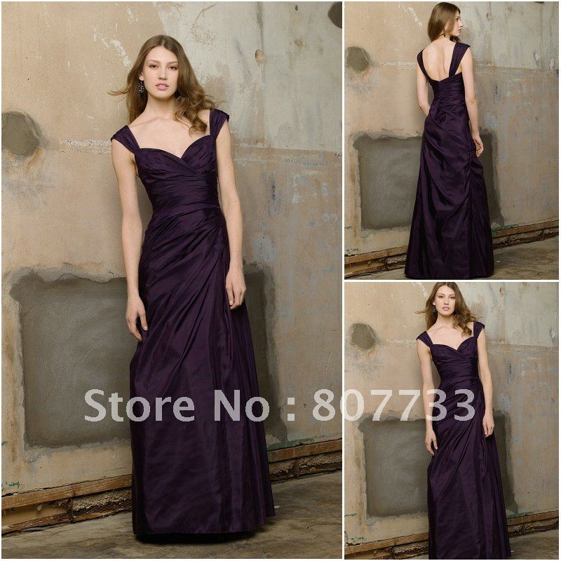  and elegant a line sweetheart long taffeta bridesmaid dress royal purple