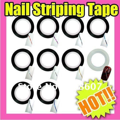 Freeshipping Nail Art 10 Mix Colors Gold/Silver Striping Tape Rolls Adhesive