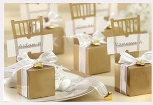 120pcs lot golden chair Bomboniere Boxes Place card Wedding Wedding candy 