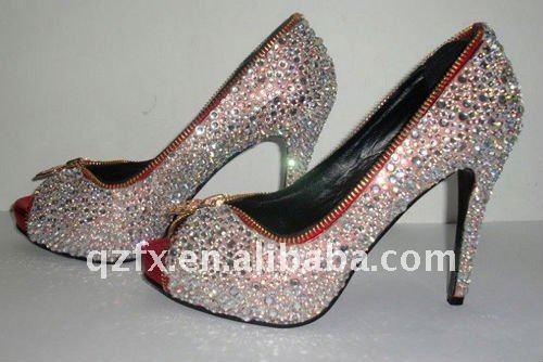 New designer rhinestone crystal high heel wedding party shoes
