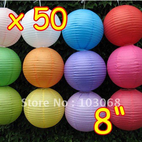 Wholesale Lots Of 50 Chinese 8 Paper Lanterns lamp WEDDING Party XMAS 