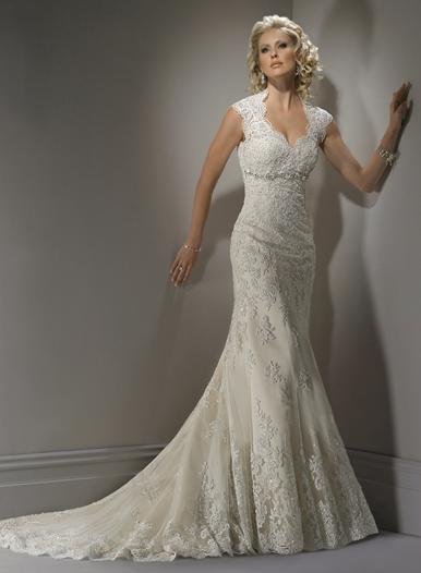 Vintage Appliqued Beading Wedding Dress Bridal Dress MSO417 Free Shipping