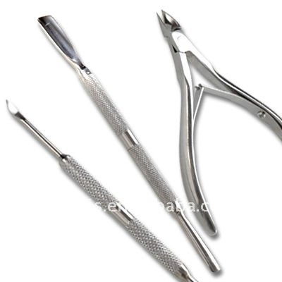 Nail Art Tools Kit STAINLESS STEEL NAIL CUTICLE CLIPPER PUSHER SET Free