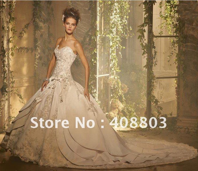 New Noblest Ivory Satin Lace Bridal Wedding Dresses Prom Gown Custom Size 