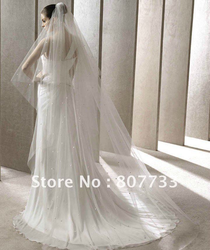 V005 2011 beaded and sequins tulle wedding veils