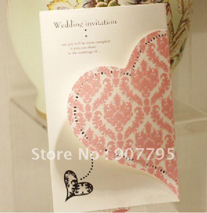 Classic Elegant Romantic wedding invitation cardwedding card pink heart 