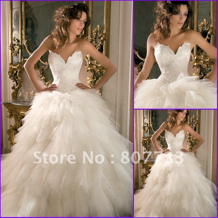 J0036 latest designs 2011 romantic victorian ball gown tulle wedding dresses