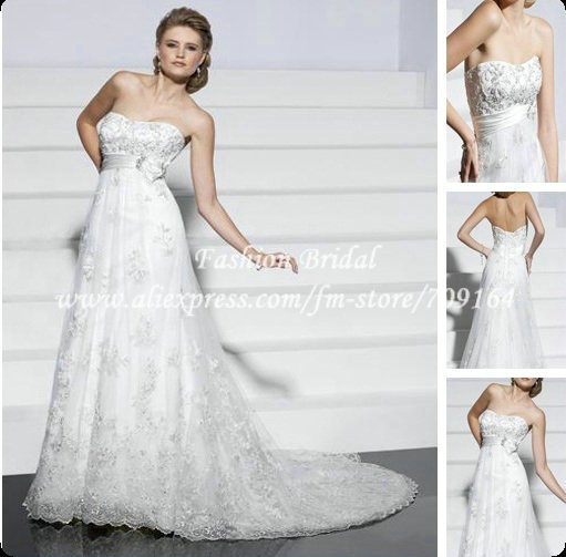 Hot Sale Aline Strapless Affordable Lace Wedding Dress BM477