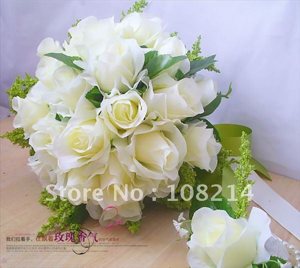fake wedding bouquets flowerschampagne color