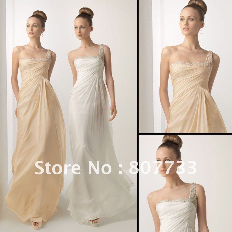 NEW J0077 cheap price simple one shoulder chiffon Informal Wedding Dress