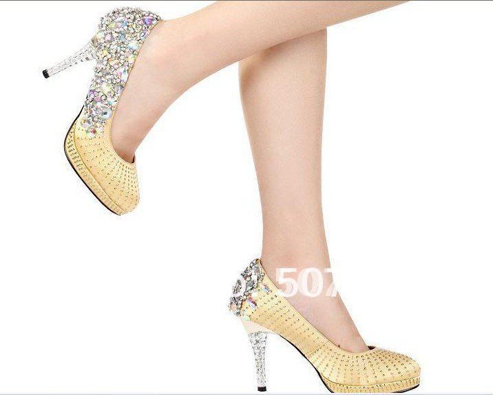 ln034 custom made luxurious champagne dress shoeshigh heel shoeswedding 