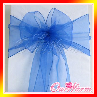  Blue 7x108 Organza Chair Sash Bow Wedding Party Supply Decorations