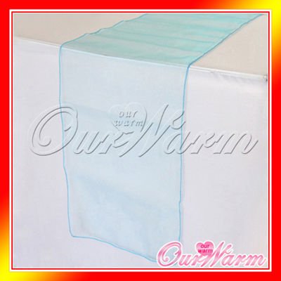 Free Shipping 10 Pieces Aqua Blue Turquoise 12x108 Organza Table Runner 