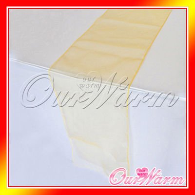 Free Shipping 10 Pieces Brand New Gold Yellow 12x108 Organza Table Runners