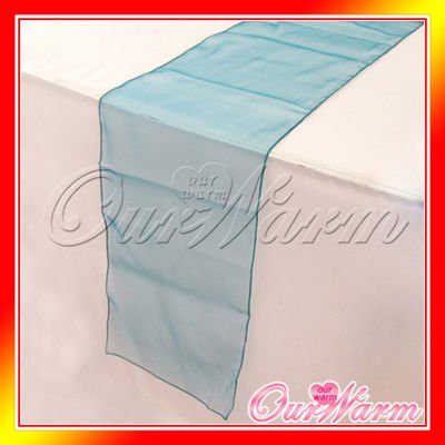  Pieces Brand New Teal Blue 12x108 Organza Table Runners Wedding Party 
