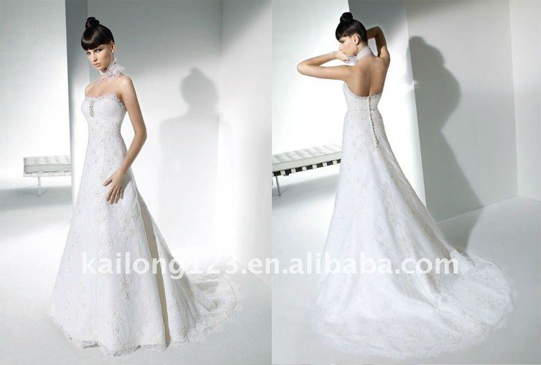 Gorgeous Aline Strapless White Ruched Beading Lace Wedding dress