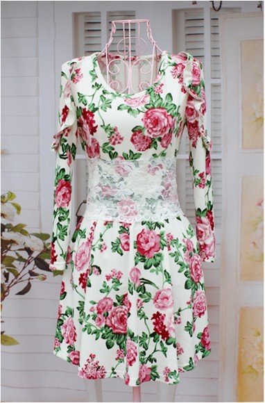 Long sleeve dress Sweet lace corset Floral Dress new women casual dresses ... Long sleeve dress Sweet lace corset Floral Dress new women casual dresses ...
