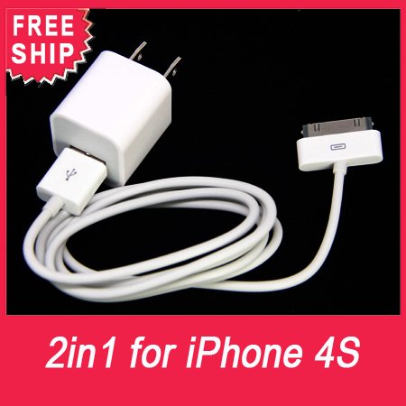 Iphone Charger  Cable on 2in1 Usb Data Sync Cable   Home Wall Charger For Iphone 4s 4 3gs Apple