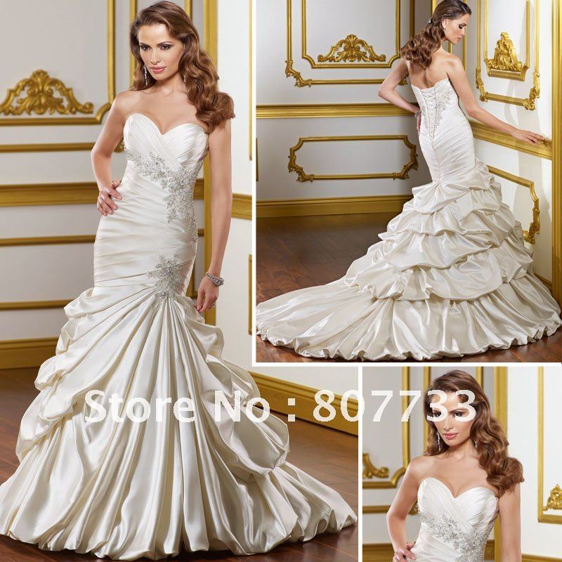J0096 New style corset closure satin gown 2012 Mermaid Wedding Dress