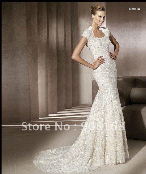 Free Shipping WD053 Vintage Lace Mermaid Wedding Dresses 2012 With Jacket