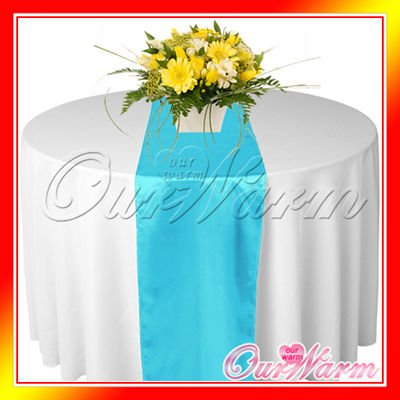  10 Pieces New Aqua Blue Turquoise 12x108 Satin Table Runners Wedding 