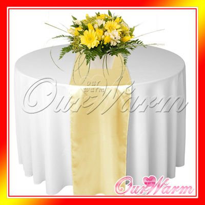 Free Shipping 10 Pieces New Light Gold 12x108 Satin Table Runners Wedding 