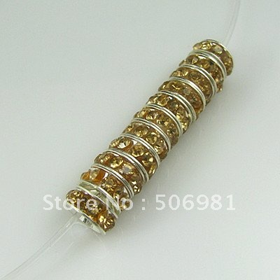 Champagne Crystal Jewelry on Bead For Bracele Necklace Zinc Alloy Crystal Diamond Bead Jewelry