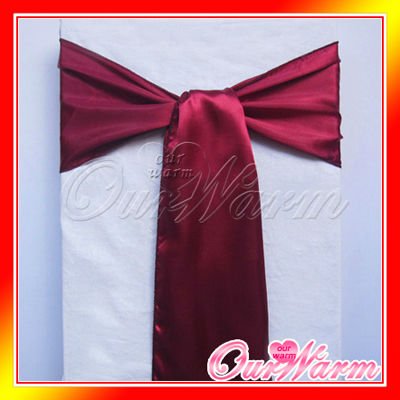 Free Shipping 25 Pieces New Burgundy Wine Red 6x108 Satin Chair Cover 