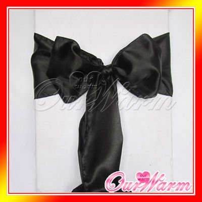 New Black 6x108 Satin Chair Cover Sash Wedding Party Supply Decoration