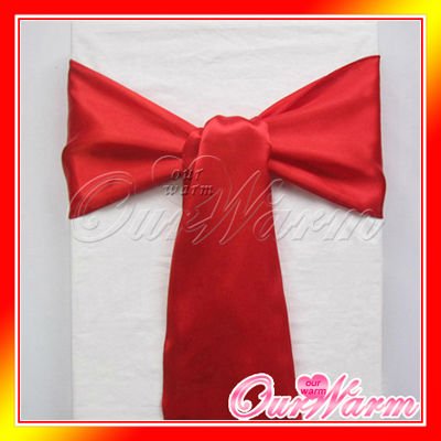 Free Shipping 25 Pieces Brand New Red 6x108 Satin Chair Cover Sash Wedding 