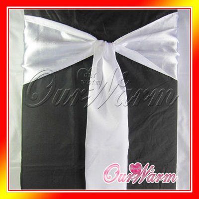 Free Shipping 50 Pieces Brand New White 6x108 Satin Chair Cover Sash