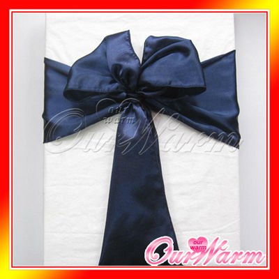 Free Shipping 50 Pieces New Navy Blue 6x108 Satin Chair Cover Sash Wedding 
