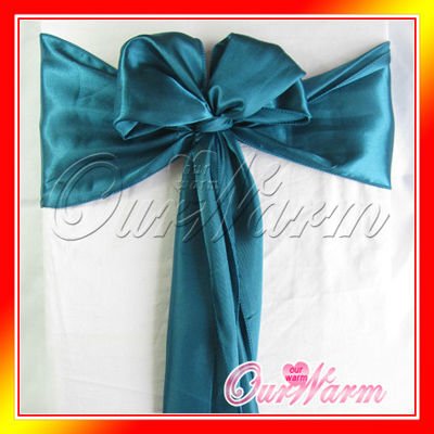 Pieces New Teal Blue 6x108 Satin Chair Cover Sash Wedding Party Supply