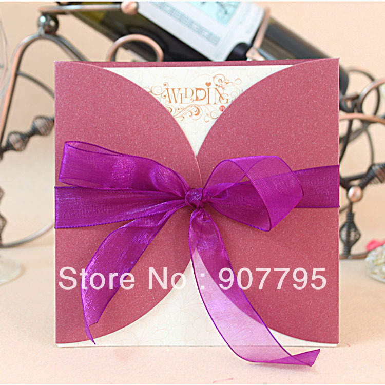 Classic Elegant Romantic wedding invitation cardwedding card purple and red