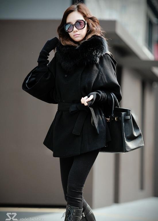 Womens Black Fur Coat - JacketIn