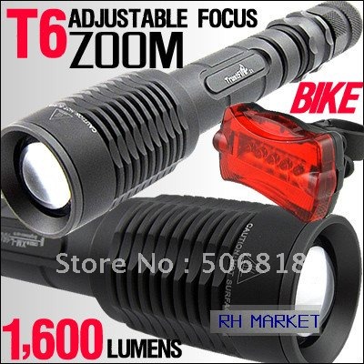  Bike Light on Led Bicycle Light Cree T6 1600lm 7 Model With 5 Led Red Rear Light