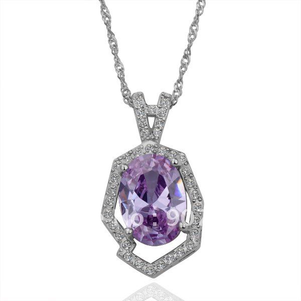 2011 new hot pink crystal necklace 18K platinum wedding jewelry fashion 