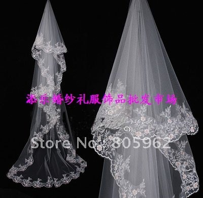 Cheap Wedding Veils  Sale on Cheap Discount Short White Embroidery Wedding Veils  V 018