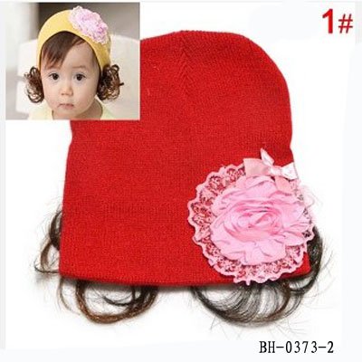Cheap Beanie Babies on Hat With Wig  Baby Wig Hat  Cute Knitted Baby Wig Hat  Baby Beanie