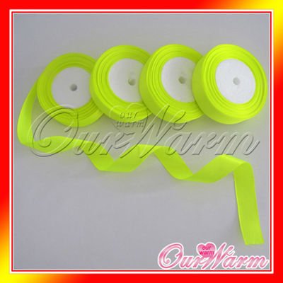 Free Shipping 1 Roll 25 Yards 1 25mm Neon Yellow Lime Green Satin 