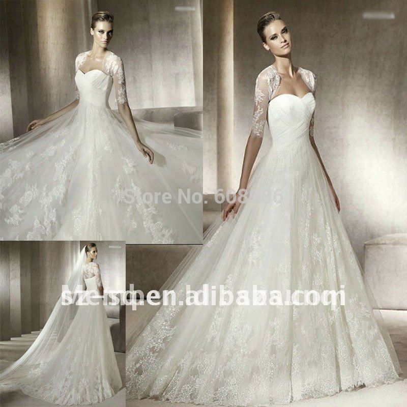 2011 Latest Short Sleeve Lace Ballgown Wedding Dress H0824
