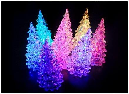 christmas tree with presents and lights.  colour small night light colorful gradient Christmas tree creative gifts