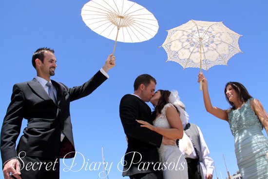 White Black Ivory SUN BATTEN LACE PARASOL UMBRELLA WEDDING 30